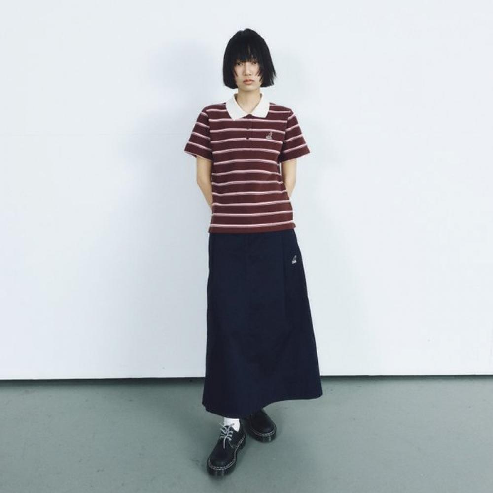 Kangol Women S Stripe Pique Shirt Dark Brown 1731 SS