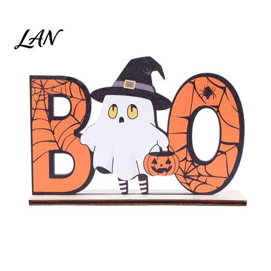 Halloween Home Festive Decor Wooden Table Sign, Cute Pumpkin Boo Ghost Centerpiece Tabletop for Indoor Mantel Fireplace Decorative Fall Sign