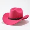 European and American Popular Belt Buckle Big Edge Curling Top Hat, Western Cowboy Hat, Woolen Felt Hat Jazz Hat