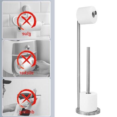 Stojący na podłodze uchwyt na papier toaletowy Uchwyt na rolkę papieru ze stali nierdzewnej Regał do przechowywania Łazienka Stojący uchwyt na ręcznik papierowy