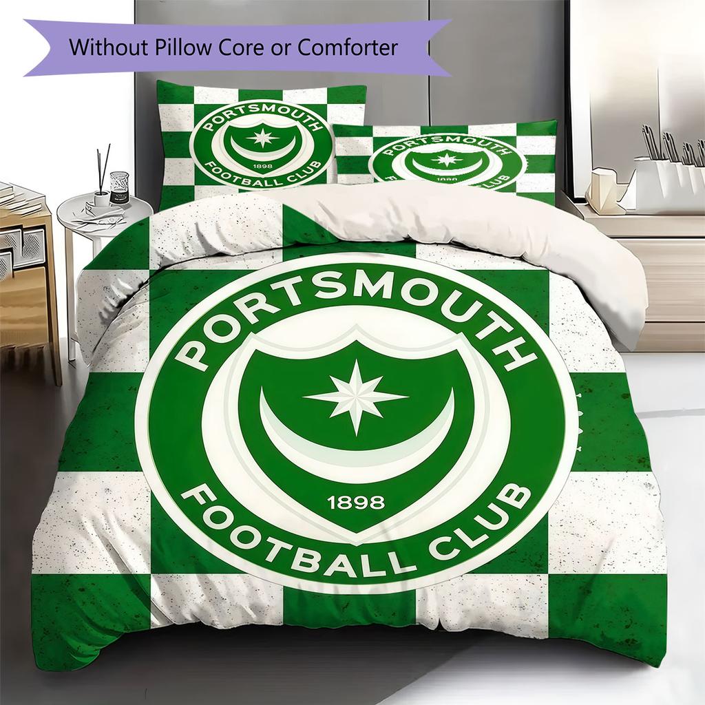 Biancheria da letto con motivo Portsmouth Football Club, Set piumino Copripiumino Federa Regalo di compleanno per la casa(1 * copripiumino + 2 * federa, senza nucleo)