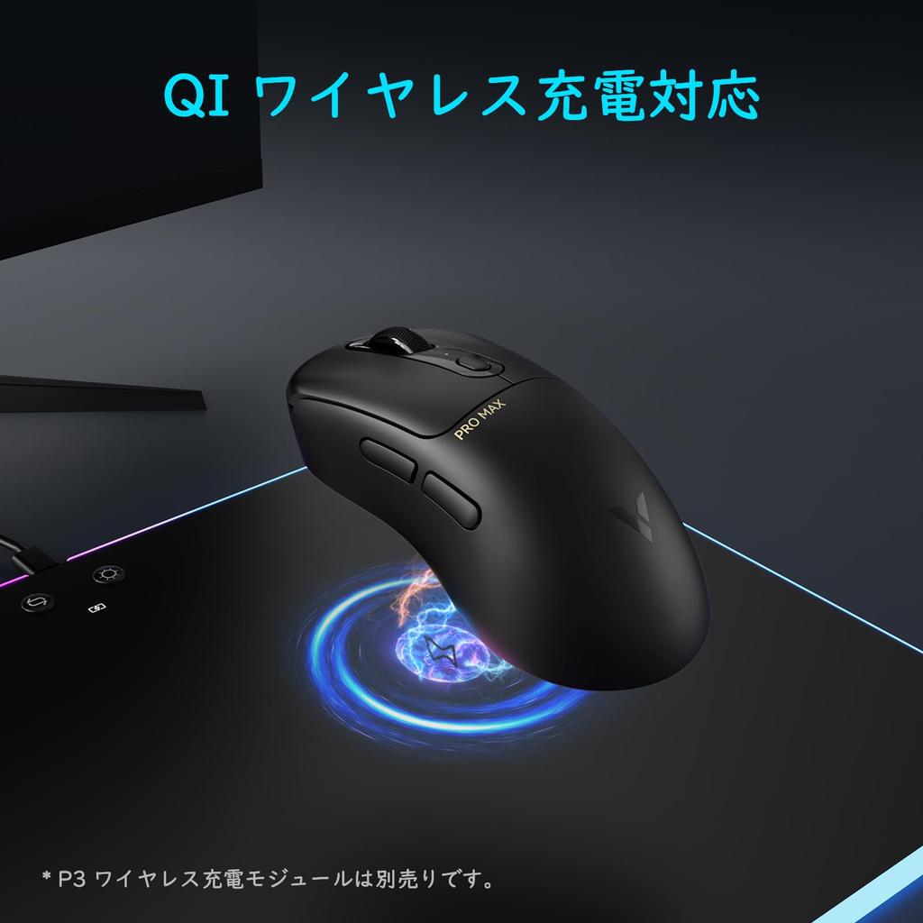 RAPOO VT3PROMAX Wireless Gaming DPI Independent Axis 8KHz Polling PAW Programmable for 200 Hours of Continuous Black Mouse, 30,000 DPI, 7-Level