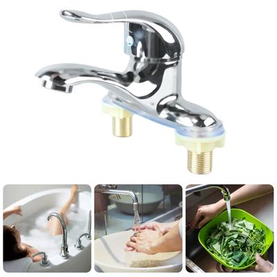 Bathroom Sink Faucet Zinc Alloy 2 Hole Single Handle Hot and Cold Water Mixer Tap for Home Hotel
