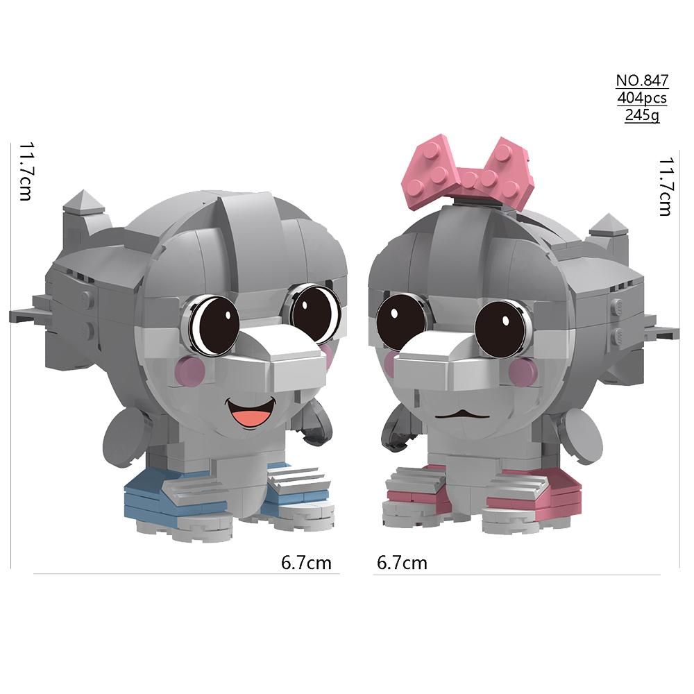 Italian Brainrot Animal MOC Building Block Tung Tung Tung Sahur Wheel Frog Elephant Tree Monster Monkey Toy Desk Decoration Q064