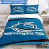 3-delige Cronulla Sutherland Sharks Beddengoedset 2D-print (Bevat 1 Dekbedovertrek + 2 Kussenslopen Zonder Vulling), Slaapkamerdecoratie, Ventilatorcadeau