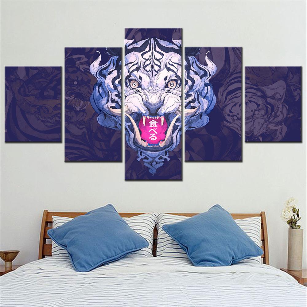 

Modern Abstract White Tiger Wall Art Canvas Set Animal Paintings for Living Room Decor - Interior Poster Art Canvas Pictures 20X35 20X45 20X55cm