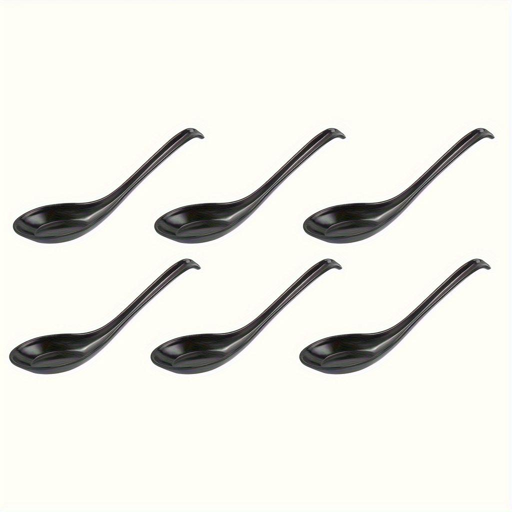 6pcs Plastic Spoons Black Long Handle Non-slip Stirring Spoons Soup Rice Soy Sauce Porridge Household Kitchen Utensils4