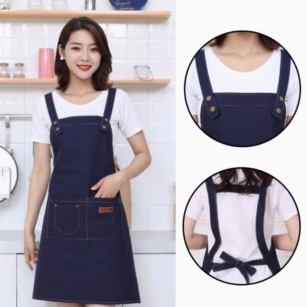 Canvas Chef Apron Waterproof Denim Apron Kitchen Sleeveless Apron  For Men Women