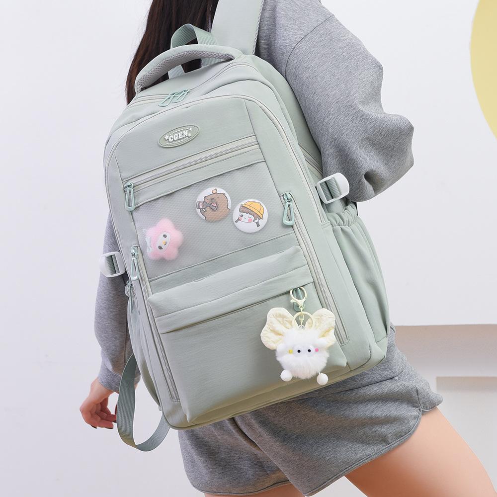 Schoolbag Schoolbag for Female Junior High School Students, High-value Transparent Pain Bag, Cute Primary School Backpack, Large Capacity 