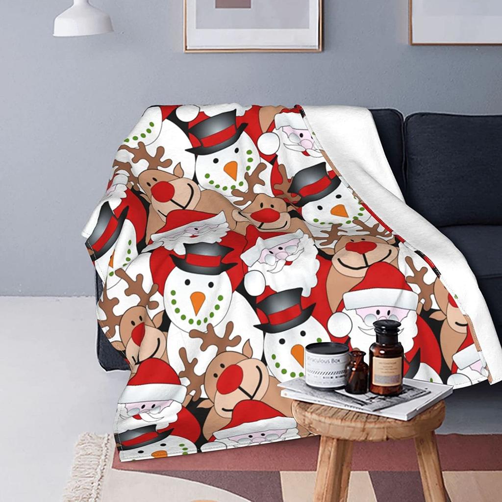 Christmas Blanket Santa Throw Blanket Holiday Flannel Throw Super Soft Cozy Plush Xmas New Year Holiday Blanket for Couch Sofa Bed