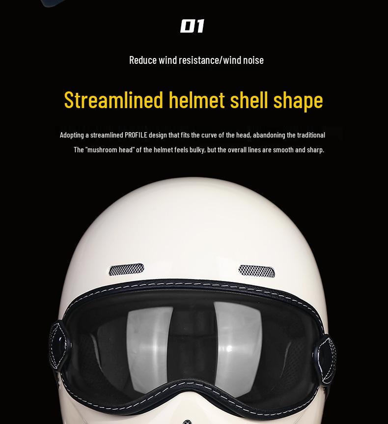 AD Fiberglass Retro Full Face Motorcycle Helmet for Men and Women