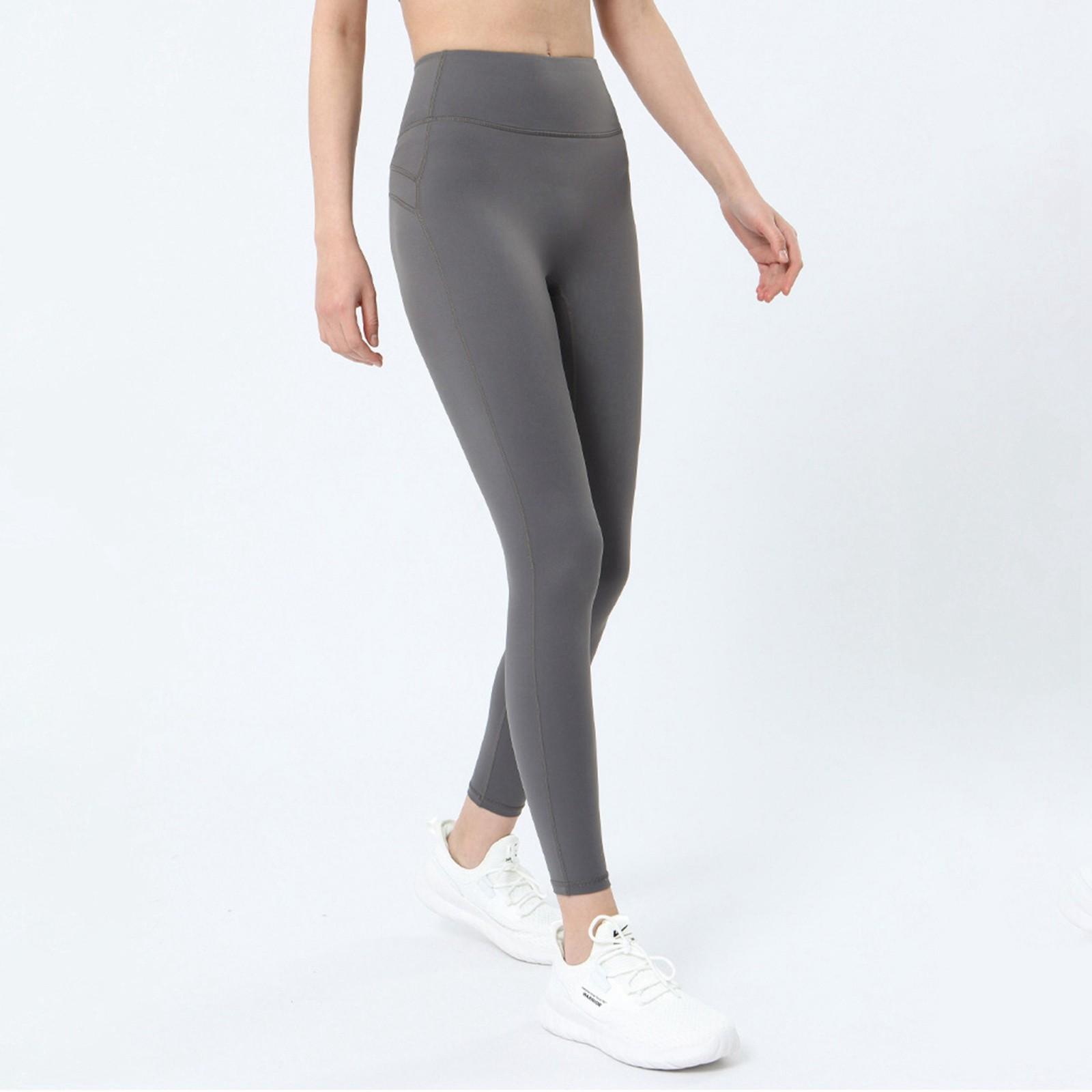 

Брюки для йоги с девятью точками, брюки для фитнеса с персиковой посадкой T-Less, быстросохнущие спортивные брюки - красивые S серый