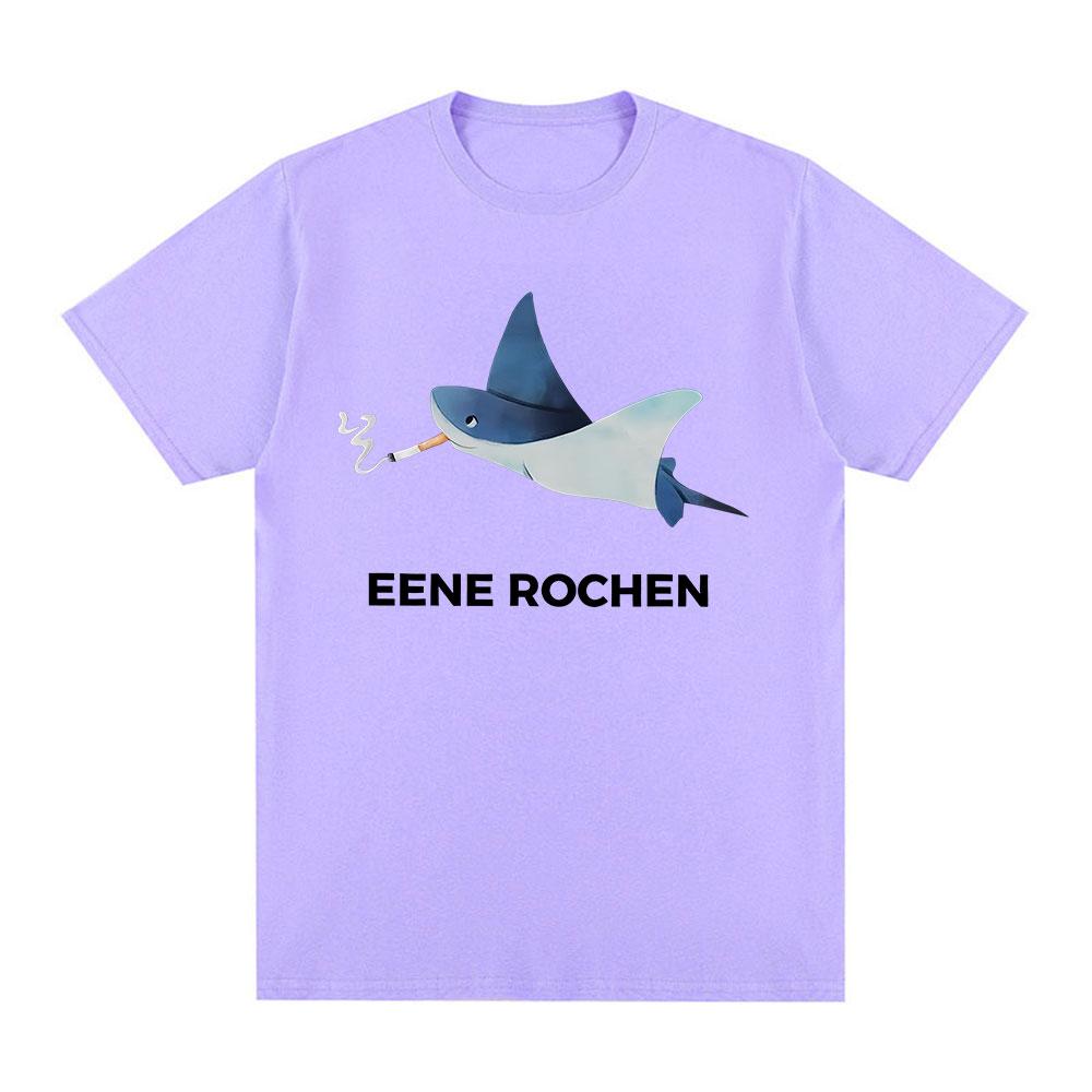 Eene Rochen Funny Shark Smoking Humor Graphic T Shirts Unisexs Clothing Oversized Cotton Short Sleeve TShirts Harajuku Streetwear