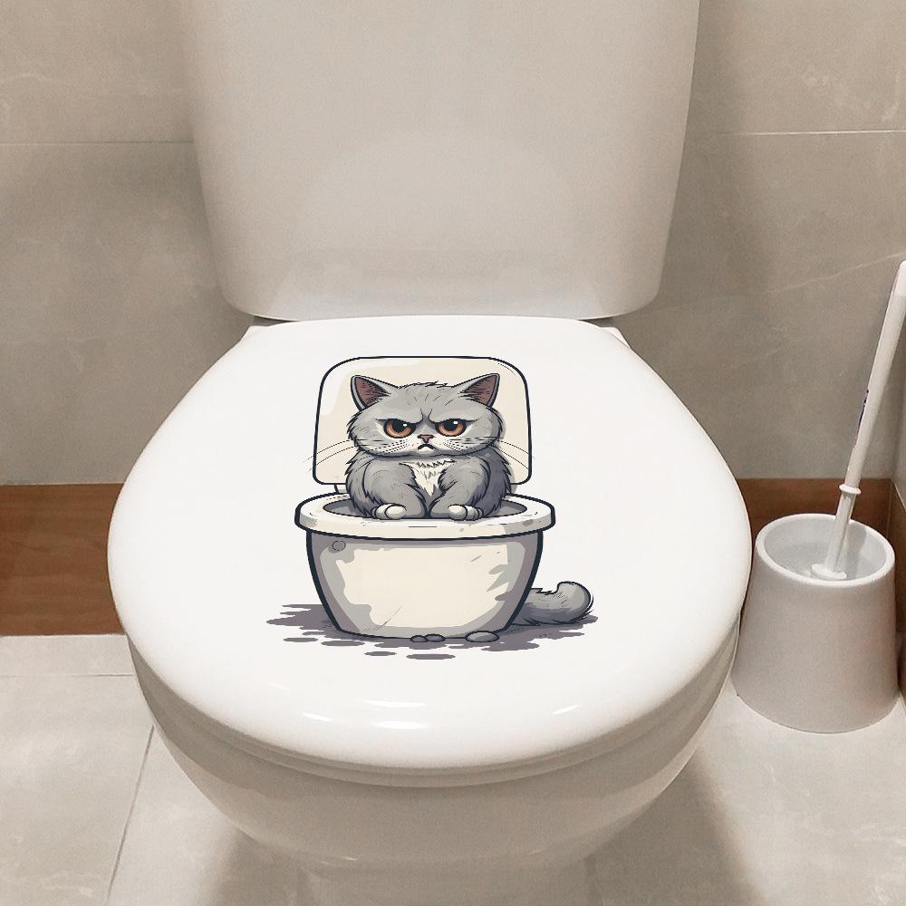 Angry Cat Toilet Stickers Bathroom Bathroom Home Decor Wall Stickers