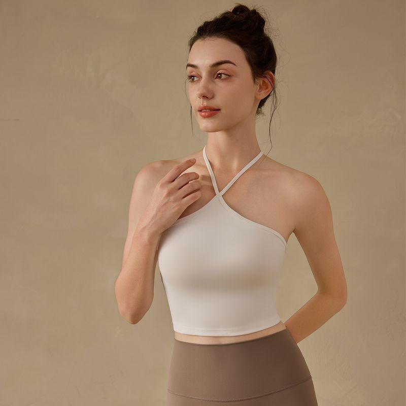 Fairy Hanging Neck Strap Backless Fitness Yoga Bra Women Sexy Tight Wrap Sports Top Vest Korean Style Elastic