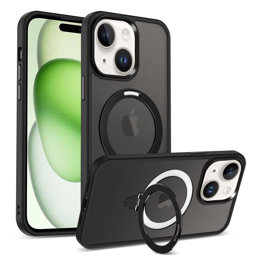 For iPhone 15 Plus Case Compatible with MagSafe PC+TPU Ring Kickstand Phone Cover