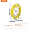 Fish Tape Fiberglass, 425 ft, 1/4 inch, Duct Rodder Fishtape Wire Puller, Cable Running Rod with Steel Reel Stand, 3 Pulling Heads, Fishing Tools for