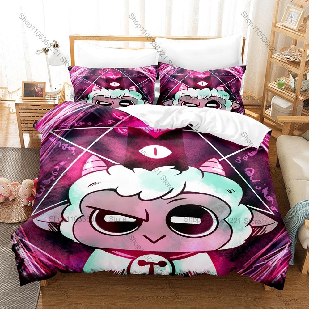 Cool Roguelike Cult Of The Lamb Game Merch Duvet Cover Set 1 Duvet Cover + 2 Pillowcases Soft Microfiber For Gamer Fans