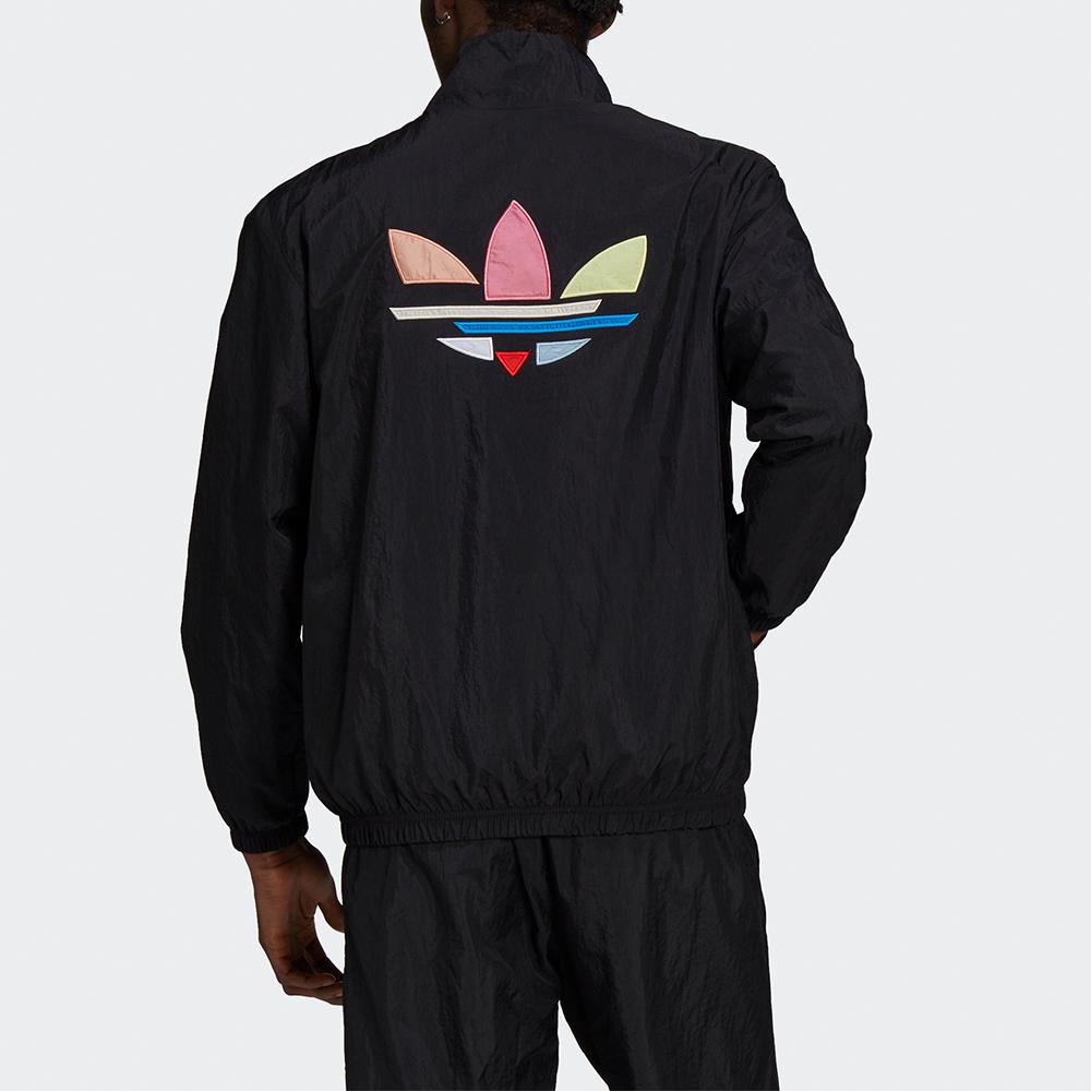 adidas Originals Adicolor Shattered Trefoil ST Woven Full Zip Stand Collar Track Top Jacket Men Black Multicolor H37735