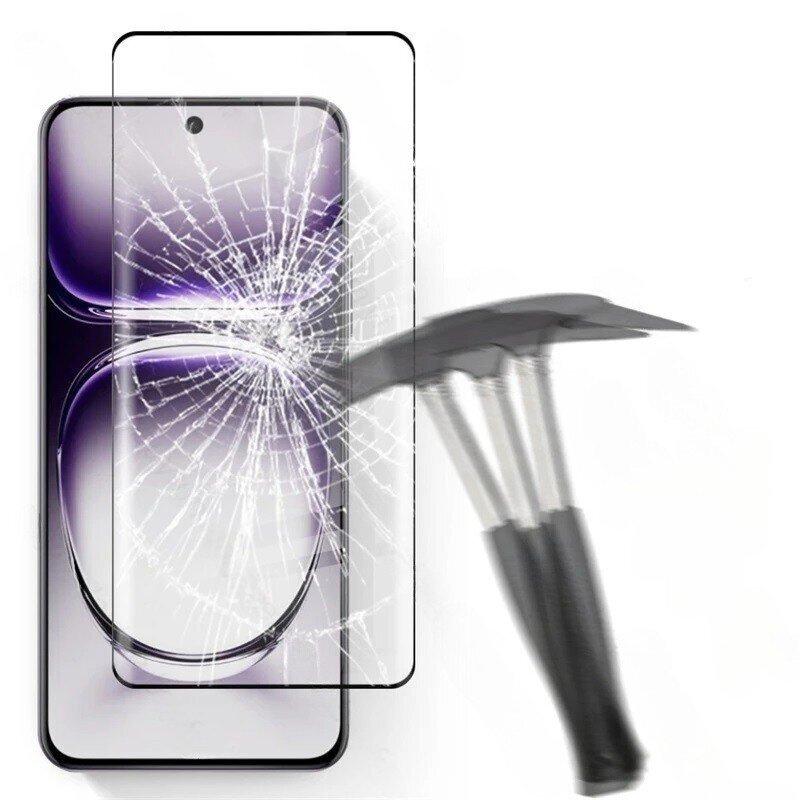 Dropproof Case + 3D Tempered Glass for Oppo Reno 12 Pro, Clear/Black Frame