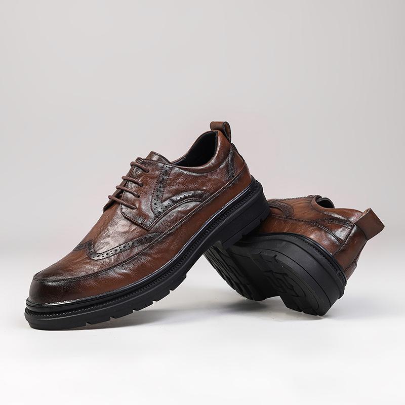 Повседневные кожаные туфли мужские кожаные коричневые деловые мужские туфли мужские — фото 3