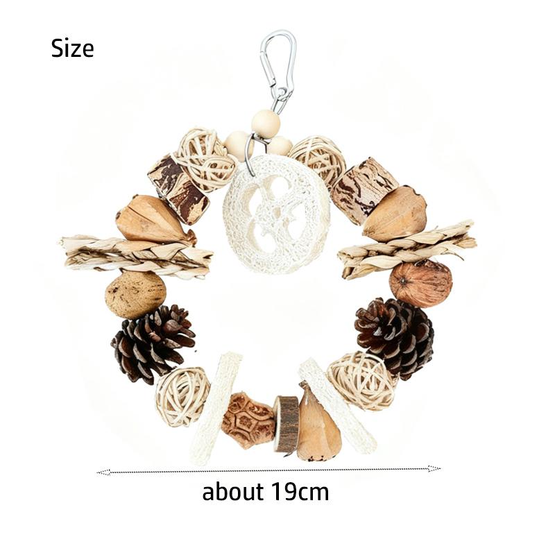 

1pc Round-shaped Bird Swing Toy Nut Pinecone Grab Bite Toy Stand Grinding Teeth Hanging Chew Toys for Pet Bird Parrot Cage Decor