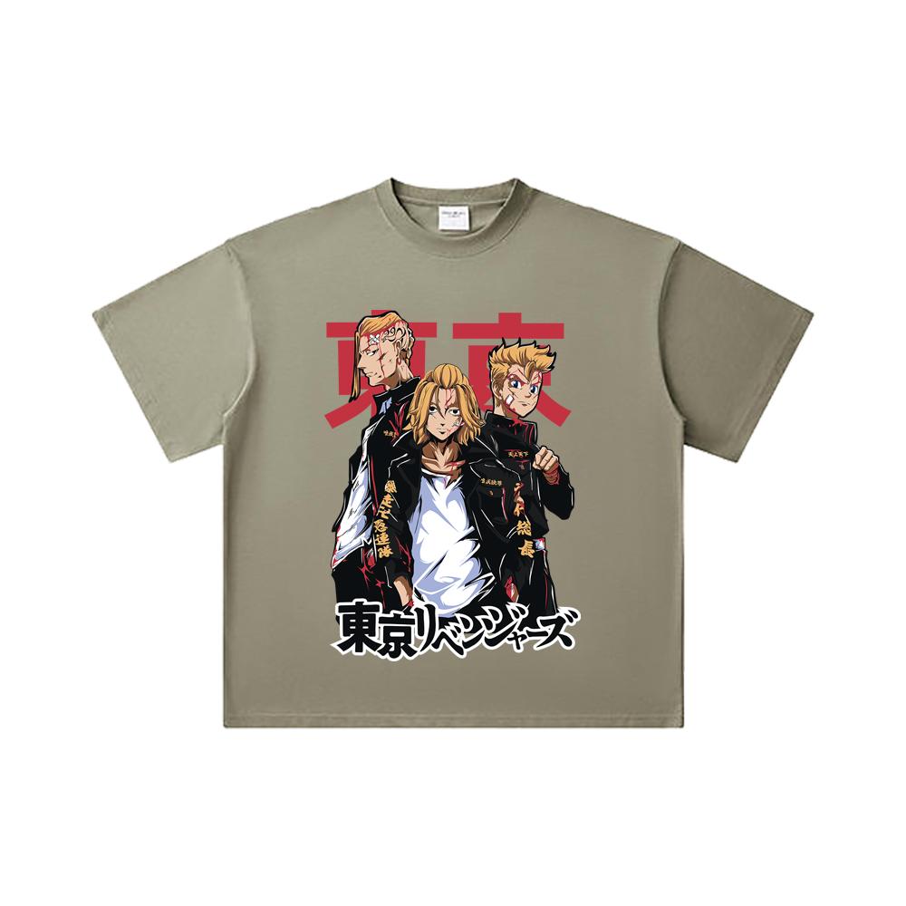 260 g/m² Doppeltgarn 32er Zähl Garn 100% Baumwolle Tokyo Revengers V1 Druck Unisex Schweres Baumwoll-T-Shirt