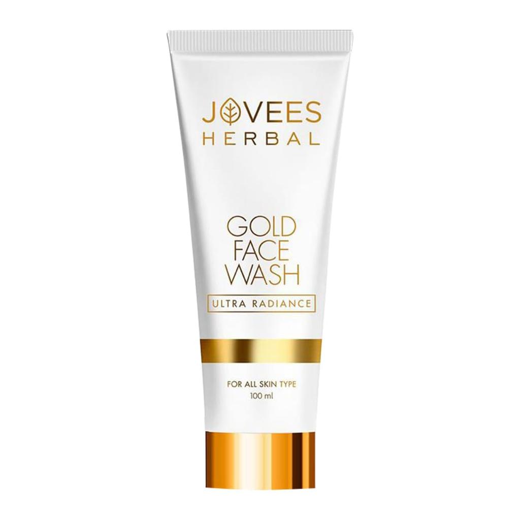 Jovees Herbal Ultra Radiance Gold Face Wash 100ml | Brightening Cleanser For Dark Spots, Glowing Skin & Hydration | Daily Gentle Face Wash