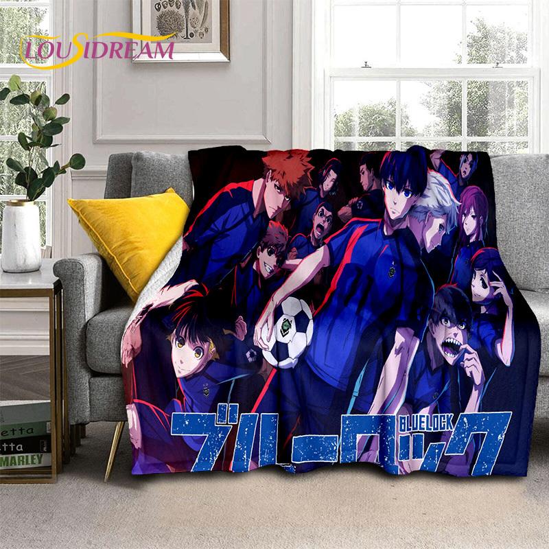 3D Blue Lock Cartoon Football Anime Blanket,Soft Throw Blanket for Home Bedroom Bed Sofa Picnic Travel Office Cover Blanket Kids