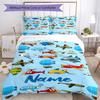 3pcs Custom Name Cute Airplane Bedding Set Duvet Cover Closure Includes 1 Duvet Cover & 2 Pillowcases, Soft and Comfortable for All Seasons.