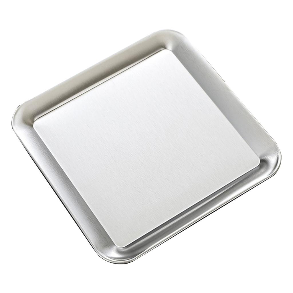 Serving Platter Square Stainless Steel Dish Tray Barbecue Plate Silver Color for Home L