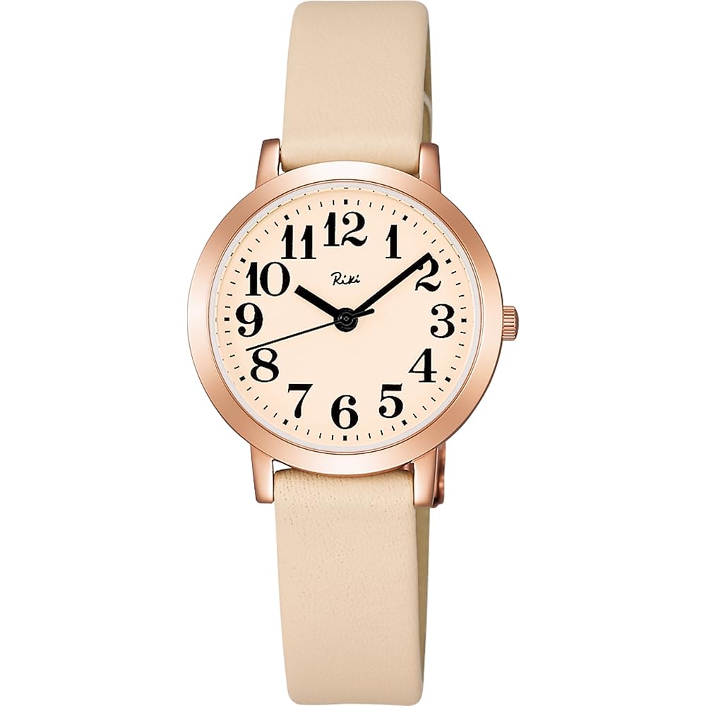 Seiko Riki Watanabe Quartz Watch with Curved Glass, Water Resistant, Leather Strap for Women