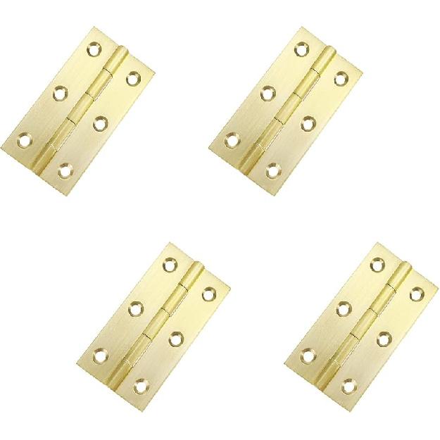 Brass Hinges Mcredy Butt Hinges for Cabinets 1" Hinges with Mounting Screws Gold Kitchen Cabinet Hinges Pack of 4