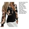 Women Lace Patchwork Long Sleeve Blouse Elegant Deep V Neck Slim Fit Pullover Top Office Lady Embroidery Floral Blouse