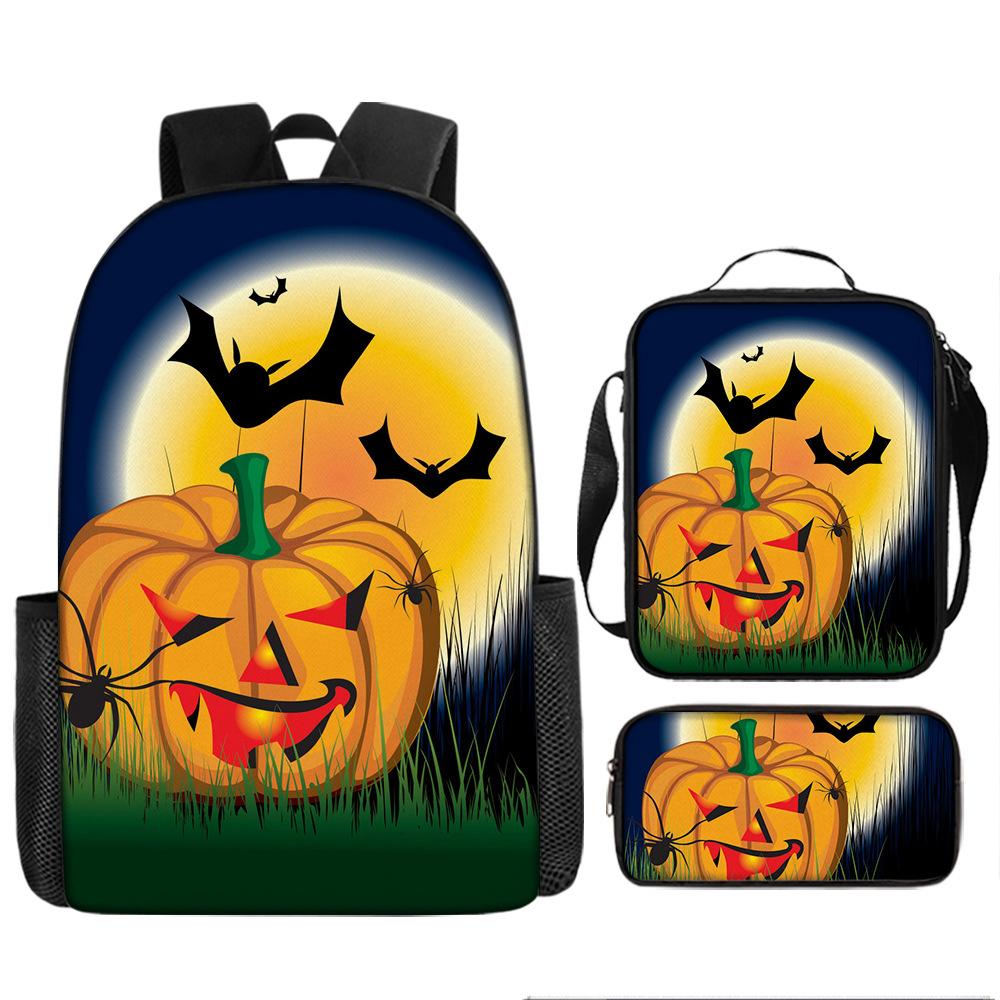 Pixel Halloween Student School Bag Cartoon School Bag Children's Backpack Anime Backpack Satchel