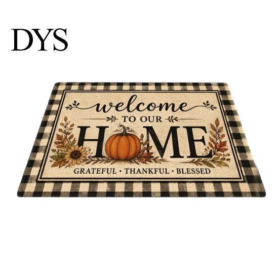 Washable Front Door Rug Halloween Pumpkin Mat, Fall Seasonal Welcome Non-slip Farmhouse Entrance for Porch Entryway Kitchen Decor Festive