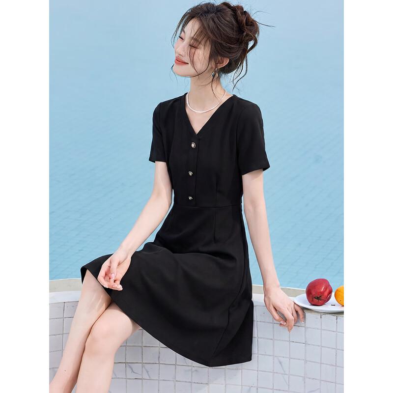 Chushen Women's Hepburn Style Short Sleeve Midi Dress