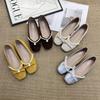 French Mary Jane Shoes Spring and Autumn 2025 New Suede Round Head Flat Bottom Pearl Bow Single Shoes Women's Ladyshoes