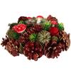 Candlestick-Wreath with Natural Cones and Wood 28 cm with Glass Candle Container