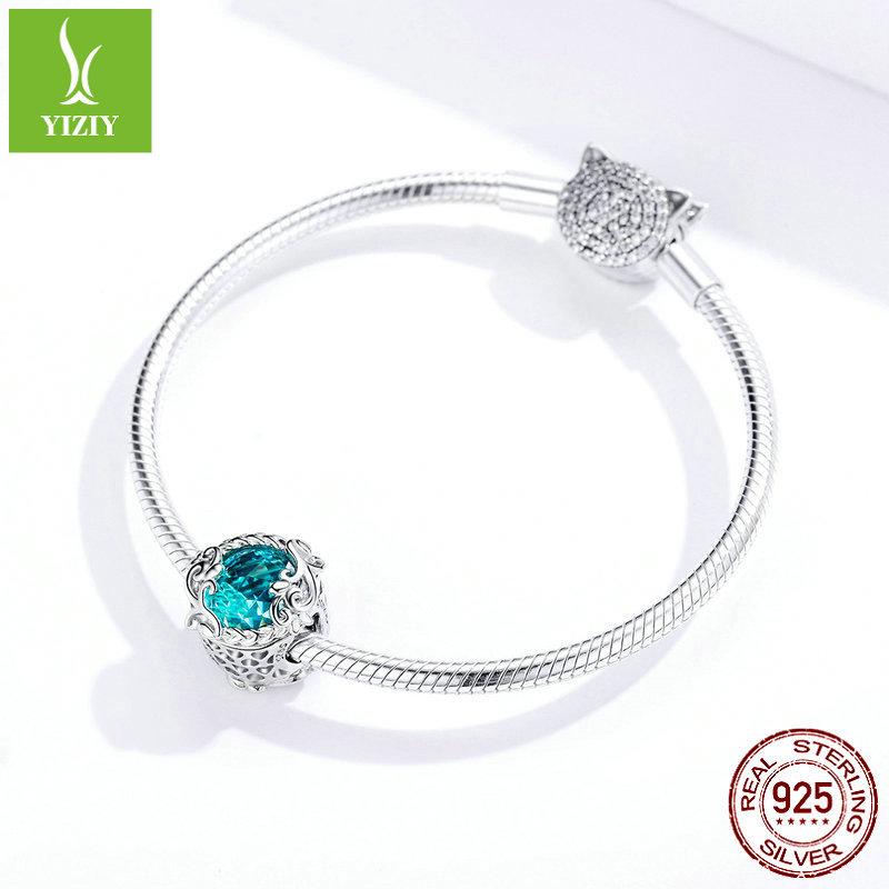 S925 Silver-Plated Platinum Beaded Accessories, Literary And Retro Pattern Bracelet Beads Loose Beads