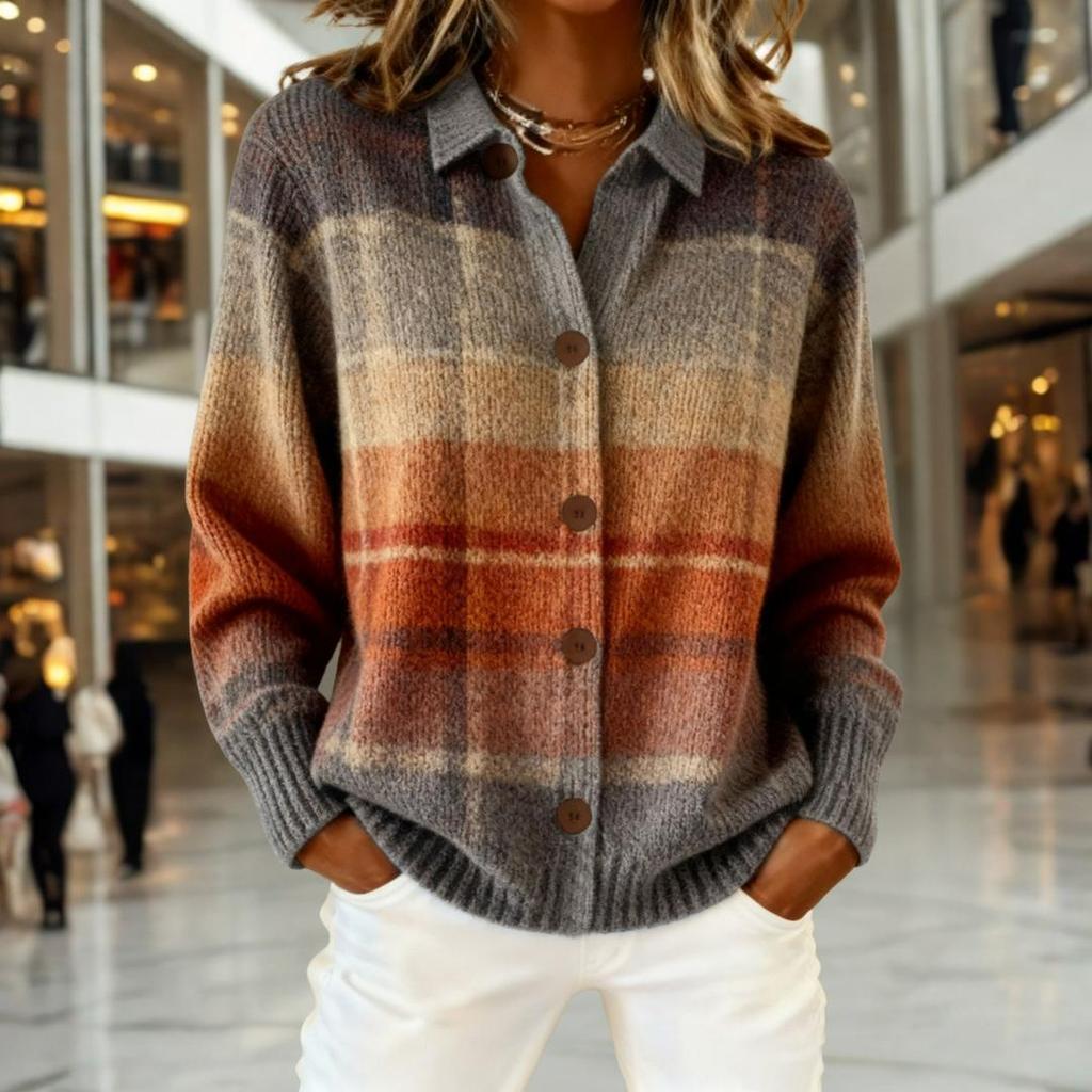 Women's Unique Personality Plaid Printed Long-sleeved Shirt Women's Blouse