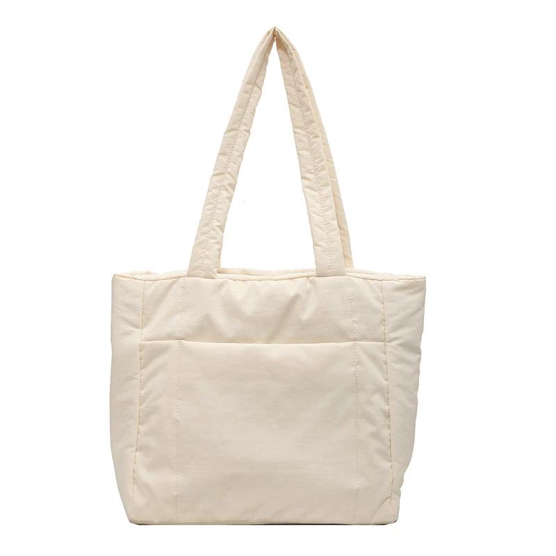 Large Capacity Women's Simple Shoulder Bag College Girls Book Tote Bags Soft Nyl Ladies Portable Commute Tote Purse Handbags