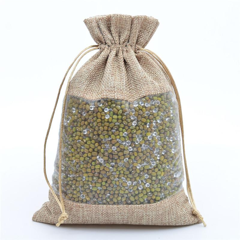 12pcs Single-sided Window Linen Bag Linen Drawstring Bag Cosmetic Jewelry Packaging Bag Lavender Mosquito Repellent Sachet Cloth Bag Drawstring Bag