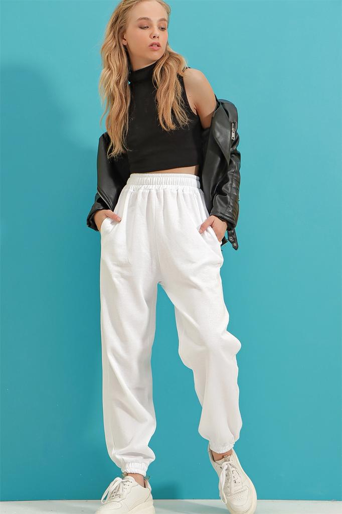 Women's Sweatpants New Season Fashion Saks High Waist Double Pocket Inside Ribbon Jogging Sweatpants
