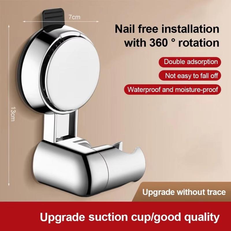 Wall-Mounted Suction Cup Shower Holder — Drill-Free, Adjustable Angle, No Adhesive Backing Required, Easy To Reposition.
