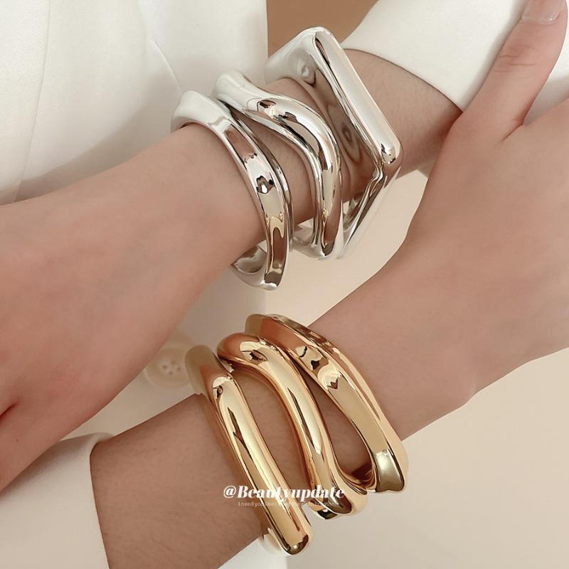 Irregular Geometric Smooth Open Bracelet Fashion Exaggerated Cold Wind Bracelet Personality Niche Jewelry Wholesale