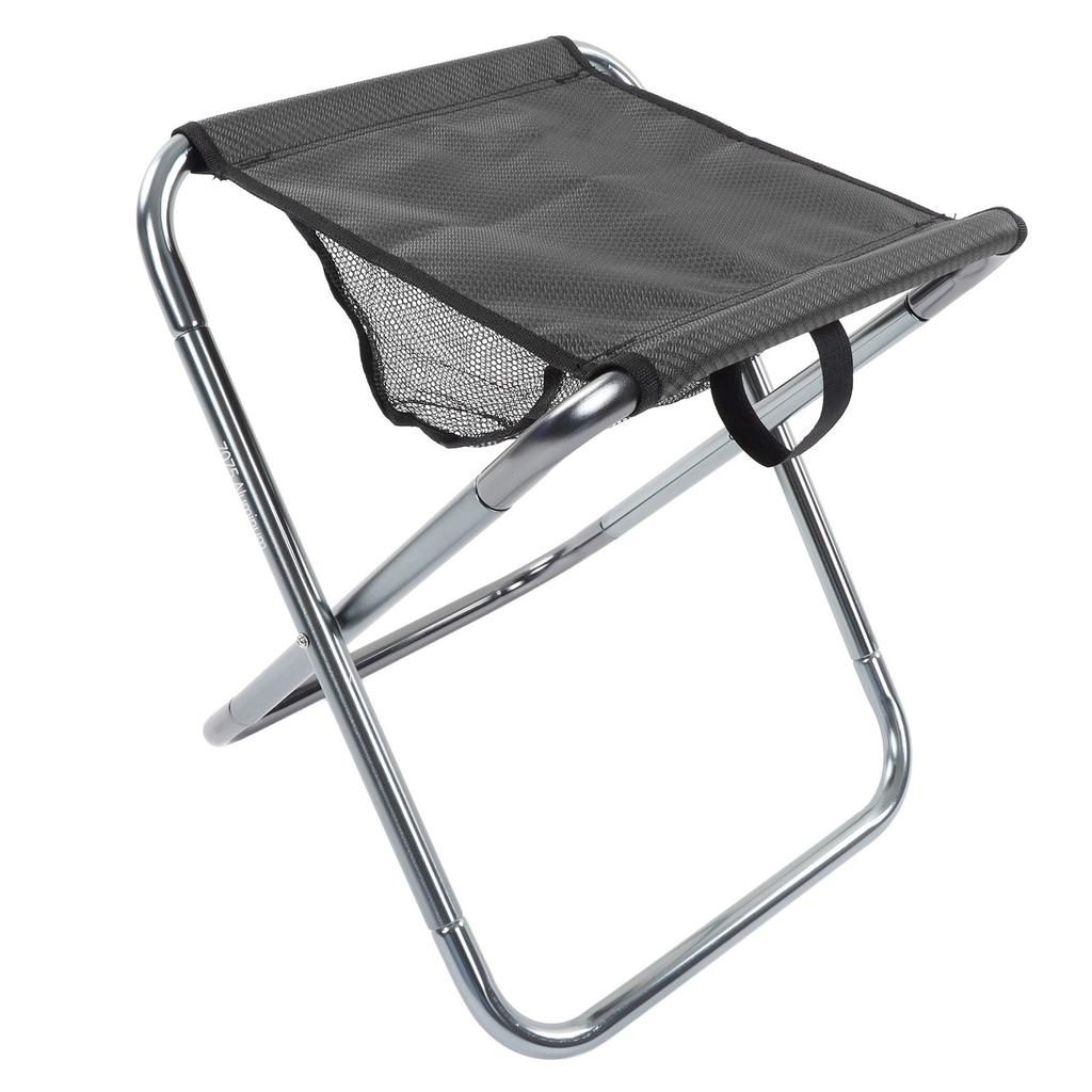 Outdoor Portable Folding Stool Aluminium Alloy Train Painting Camping Folding Stool Plus Size Silver Grey