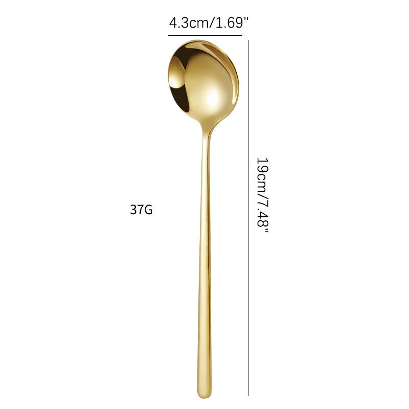 304 Stainless Steel Flat-Bottomed Spoon For Home Soup Chinese Western Food Adult Spoon Round-Bottomed Palace Spoon