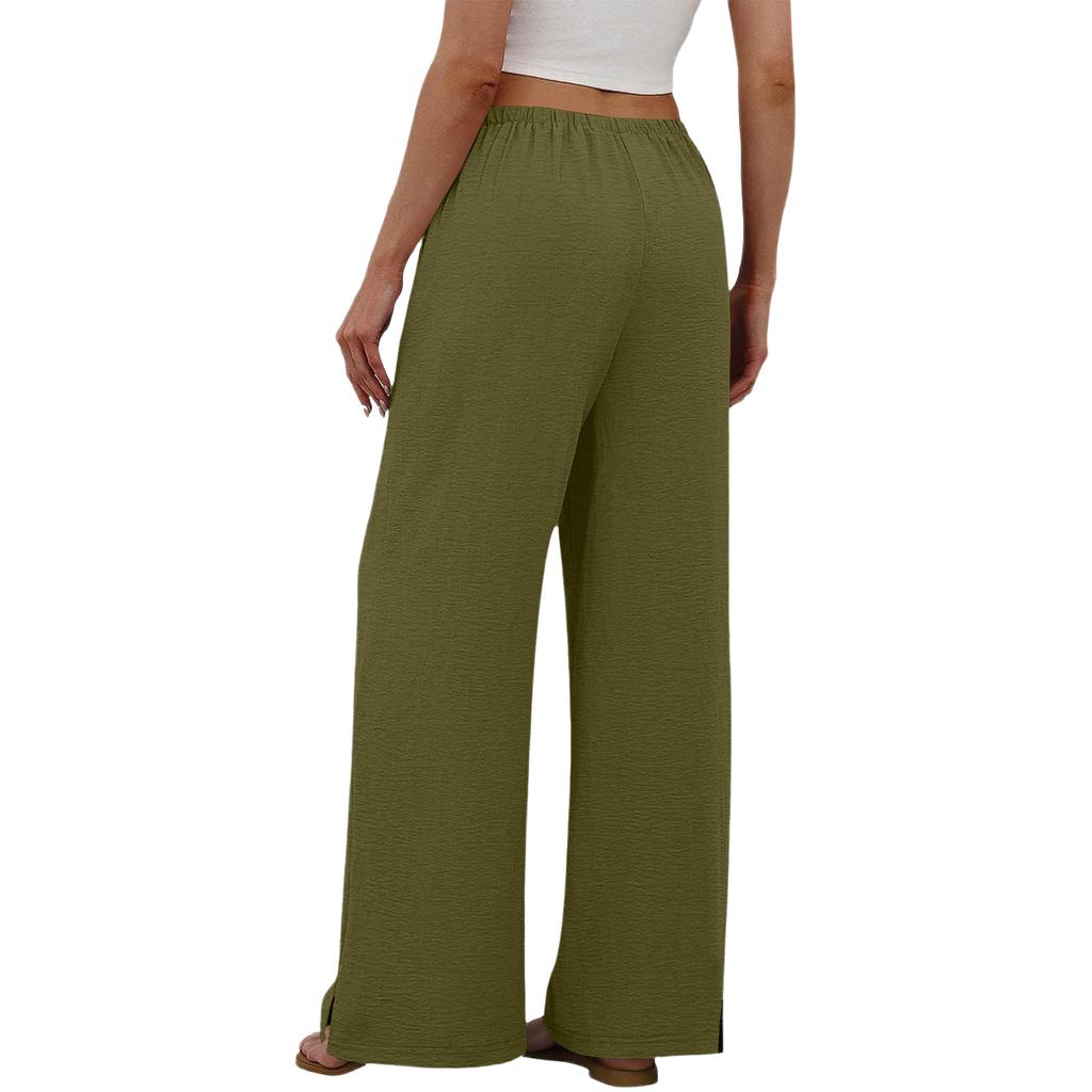 Women's Loose-fitting, -color, Straight-leg Casual Pants With Drawstring And Pockets.