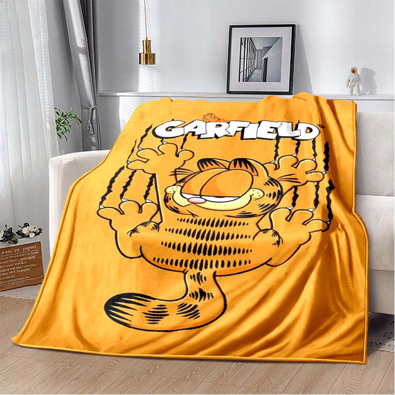 Garfield Cartoon Lazy Cat Print Soft Flannel Throw Blanket Warm Sofa Couch Bed Home Decor Cover For Classic Cartoon Fans